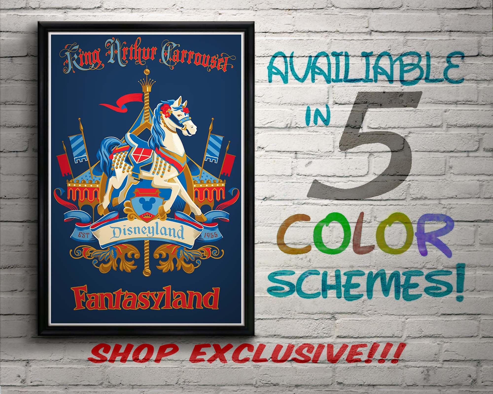 Vintage Style Disneyland King Arthur Carousel Poster, Disney