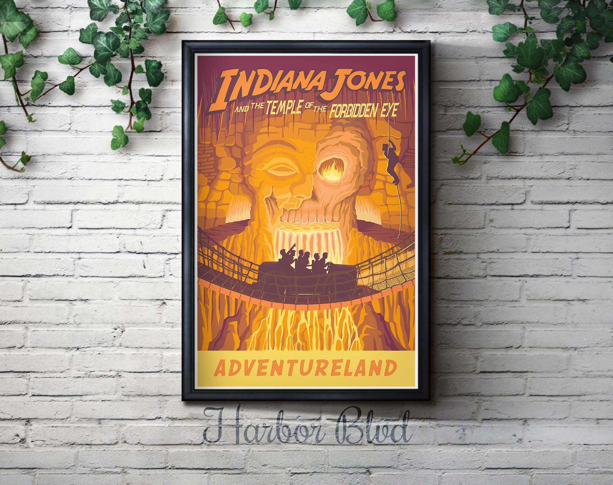 Vintage Style Disneyland Indiana Jones Adventure Attraction Poster