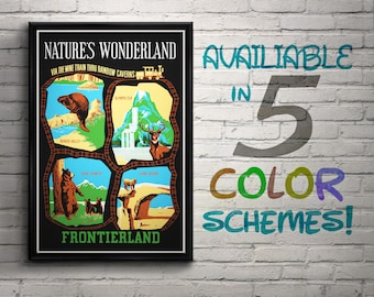 Nature's Wonderland, Vintage Disneyland Attraction Poster Giclée Wall Art, Travel, for Home, Office, Nursery, Bedroom, Gift, Disney World