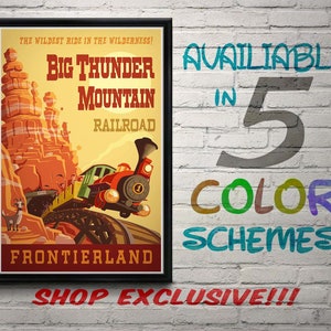 Vintage Style Disneyland Big Thunder Mountain Attraction Poster, Disney, Disney World, Nursery, Kids Bedroom, Retro, Travel Poster, Wall Art