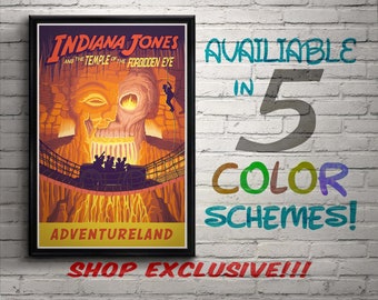 Vintage Style Disneyland Indiana Jones Adventure Attraction Poster