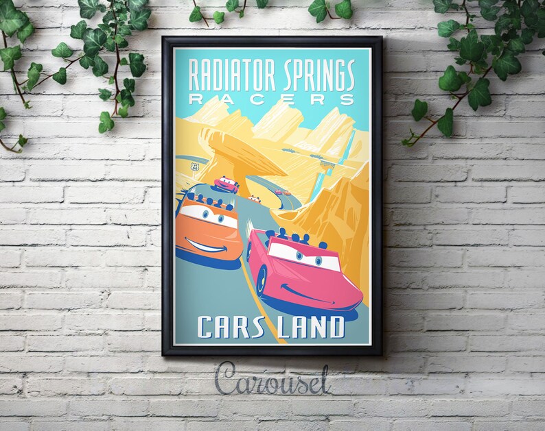 Vintage Style Radiator Springs Racers Attraction Poster Etsy