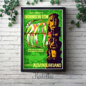 Disneyland Tiki Room Attraction Poster, Disney, Nursery, Kids Bedroom, Retro, Travel Poster, Wall Art, Adventureland, Animatronic, Birds Katella