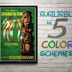 Disneyland Tiki Room Attraction Poster, Disney, Nursery, Kids Bedroom, Retro, Travel Poster, Wall Art, Adventureland, Animatronic, Birds