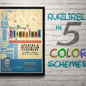 Vintage Disneyland Opening Ceremony Attraction Poster, Disney, Nursery, Kids Bedroom, Retro, Travel Poster, Wall Art, Walt Disney, Castle
