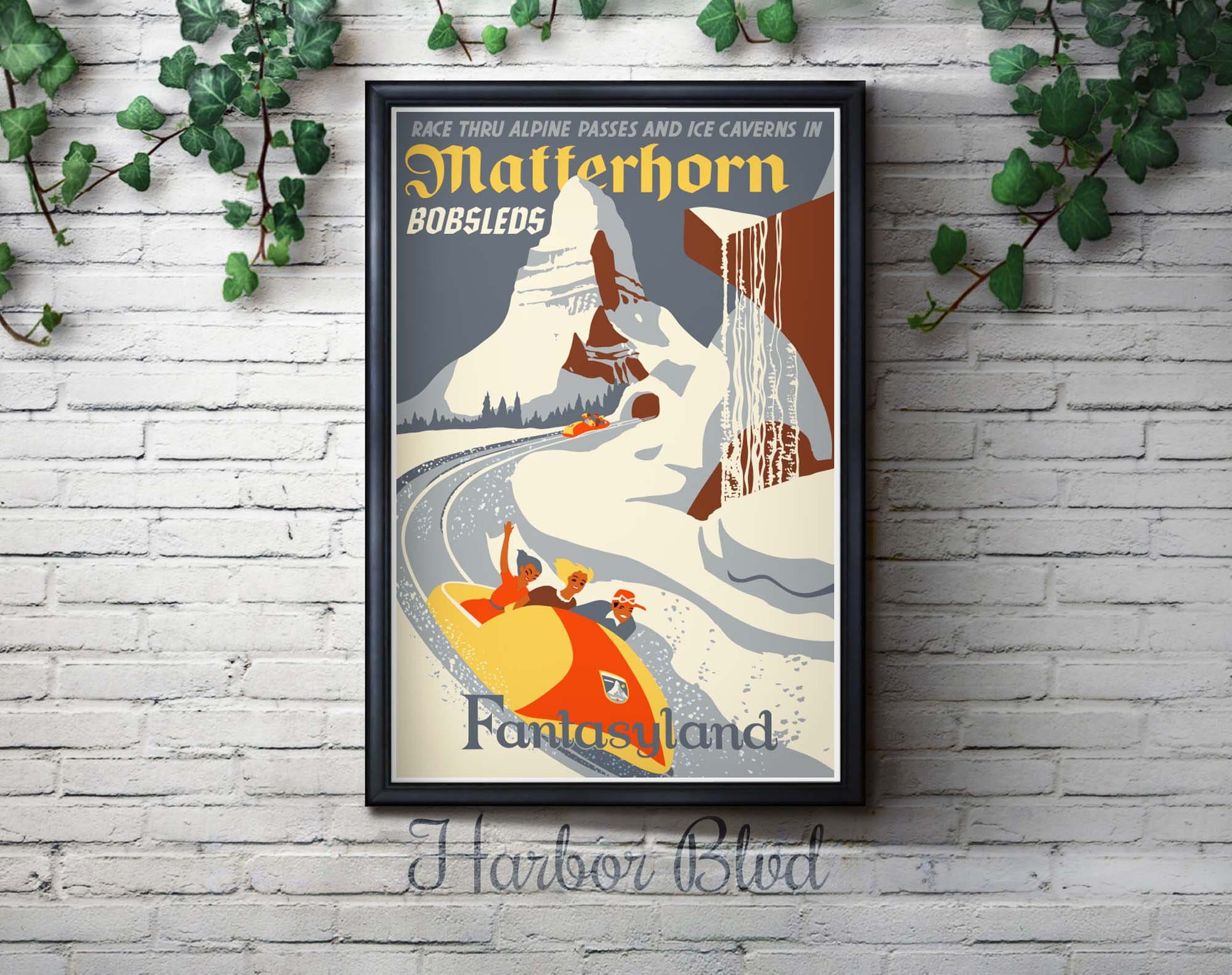 Vintage Disneyland Matterhorn Attraction Poster, Disney