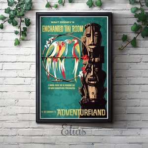 Disneyland Tiki Room Attraction Poster, Disney, Nursery, Kids Bedroom, Retro, Travel Poster, Wall Art, Adventureland, Animatronic, Birds Elias