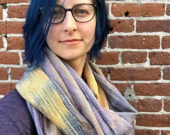Handwoven and handdyed double loop cowl