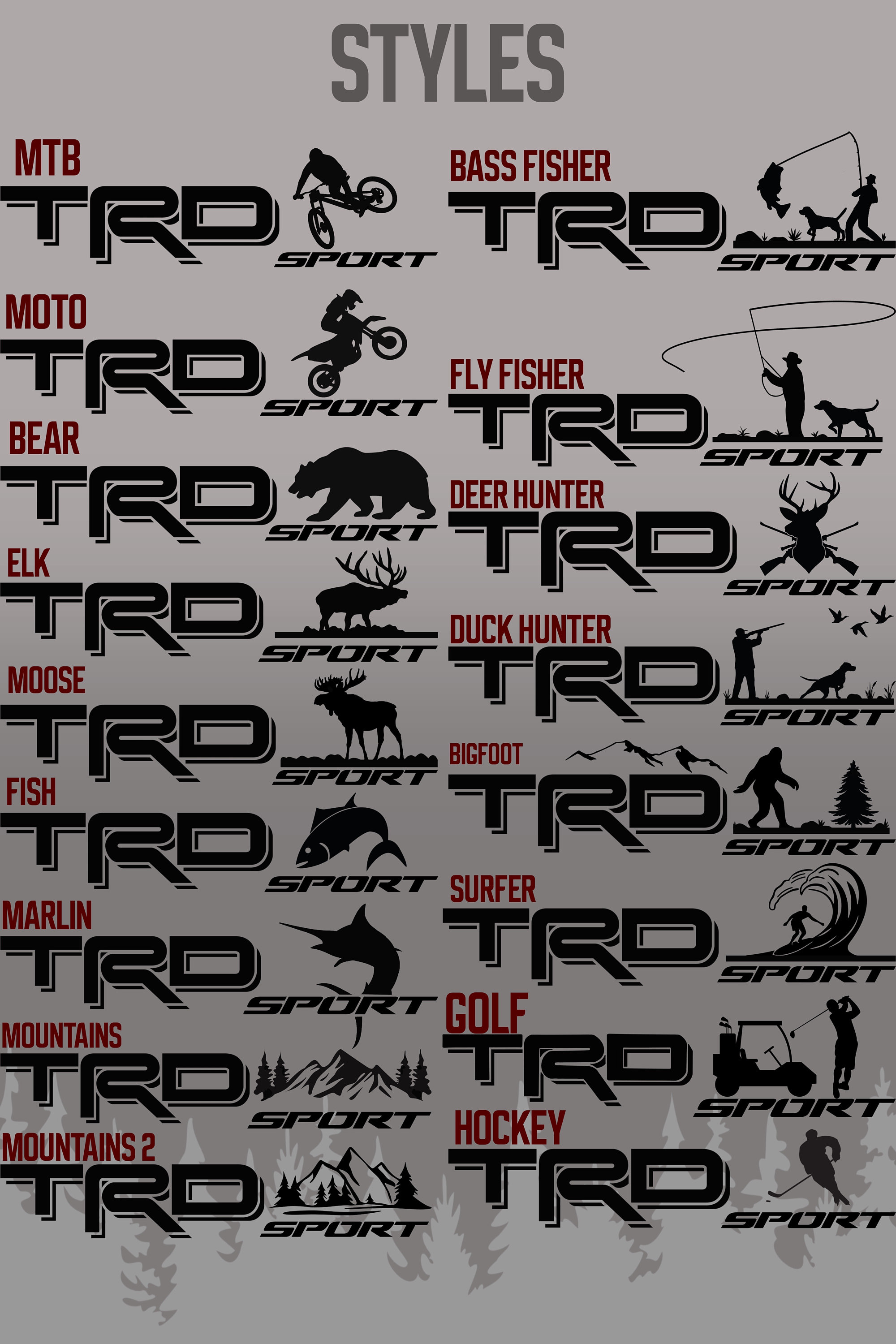 Toyota TRD SPORT Decals Fishing / Hunting / Sports / Outdoors 