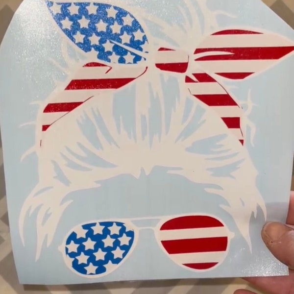 American mom/Stars and Stripes/patriotic car by decal - Another version of the BEST SELLING DECAL!(without words)