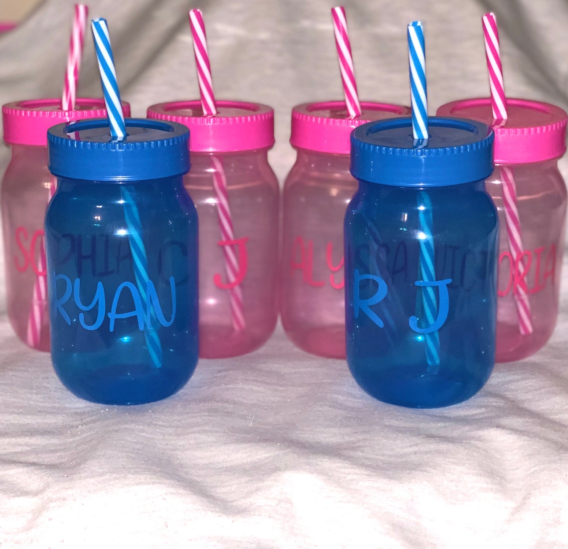 Mason Jar Tumblers With Lid and Straw Personalized With Name Etsy