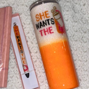 She wants the D coffee donut glitter tumbler and/or matching pen