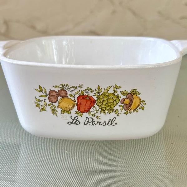 Vintage Corning Ware Spice of Life 700ml P-43-B Petite Pan Small Casserole Tab Handles 1980s Le Persil