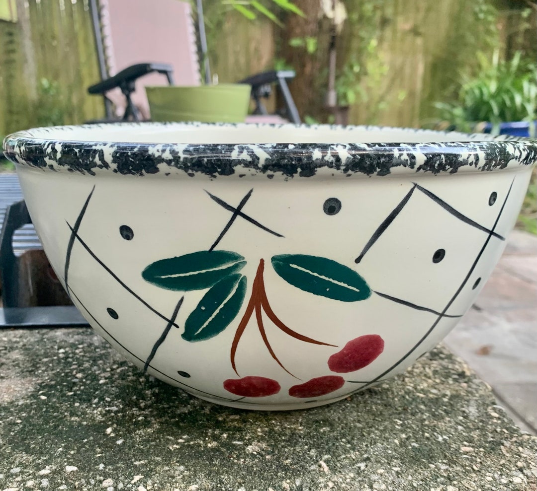 1970's Chaparral Pottery USA Cherry Spongeware Mixing Bowl Etsy