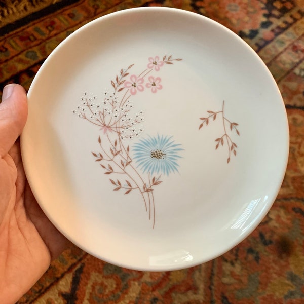 Bread and Butter Plate Echo Dell by Taylorton Smith and Taylor Aqua Blue and Pink Flowers Dessert Dish