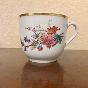 Haviland Limoges, Coffee Cup, Tea Cup, Large, Flowers, Gold Trim, Porcelain