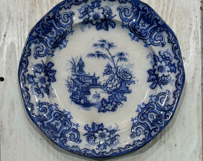Simla's Pattern Antique Thomas Wood Blue Transferware Dinner Plate Simla Pattern ...