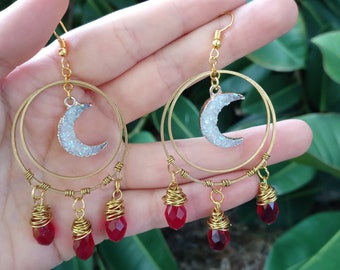 Handmade Moon Earrings Brass Earrings Moon Earrings Romance - Etsy