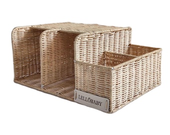 LELLOBABY™ X Hampton BABY - The Original Rattan Diaper Caddy - Perfect Nursery Assistant