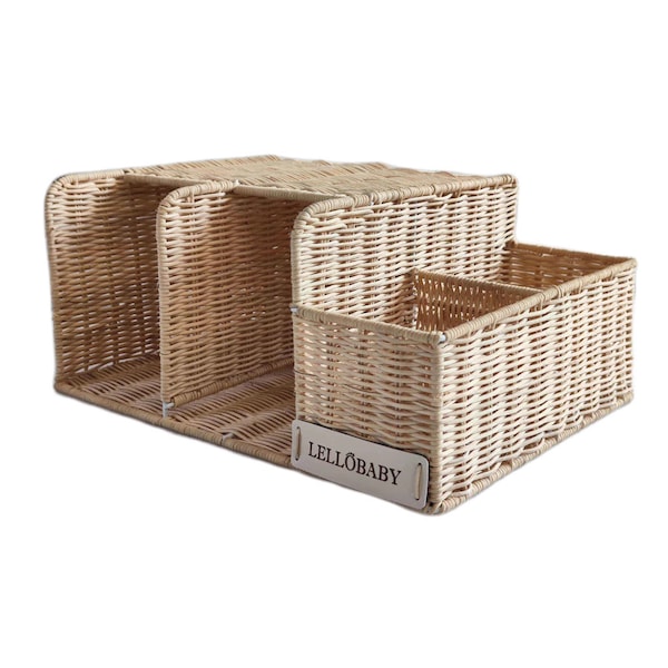 LELLOBABY™ X Hampton BABY - Deluxe Rattan Diaper Caddy - Perfect Nursery Assistant