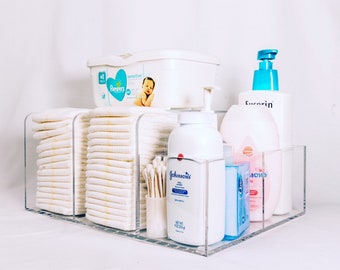 LELLOBABY™ - The Original Lucite Acrylic Diaper Caddy - The Perfect Deluxe Nursery Assistant