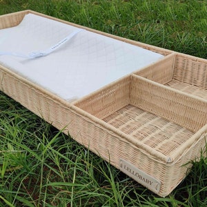 LELLOBABY™ X Hampton BABY- Rattan Wicker Changing Tray Premier Plus+