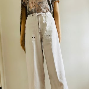Lee Rivited, Size 8, 1990&#39;s Cargo Pants,  Khaki Pants,  1990s Beige Trousers,100 percent Polyester, zipper fly, Button/tie waist, High Rise