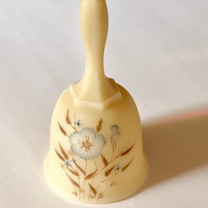 Vintage Fenton Glass, Hand Painted Bell, Signed Hand Painted By Vicki Anderson, Hand painted flowers, Satin Cameo Glass Bell