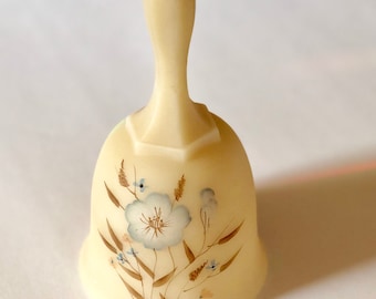 Vintage Fenton Glass, Hand Painted Bell, Signed Hand Painted By Vicki Anderson, Hand painted flowers, Satin Cameo Glass Bell
