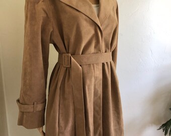 I. Magnin 80s Vintage Designer Trench Coat , Camel Tan
