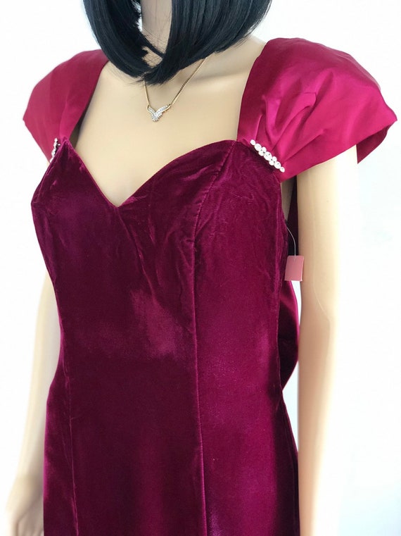 Vintage 90's ON Fashion, Velvet Red Formal Dress,… - image 1