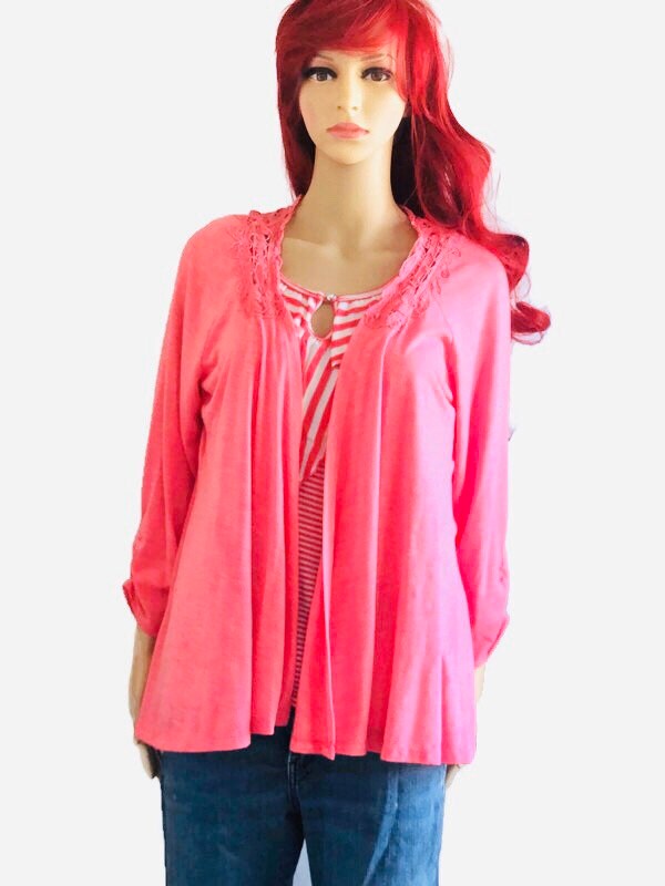 DP-21 Salmon Pink Double Gauze Kaftan One size fits most 