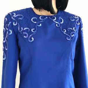 Vintage 1970&#39;s Sylvia Ann, Women&#39;s size M, Royal Blue Sequined Dress, Great Vintage Condition, Beautiful Cocktail Dress, New with Tags
