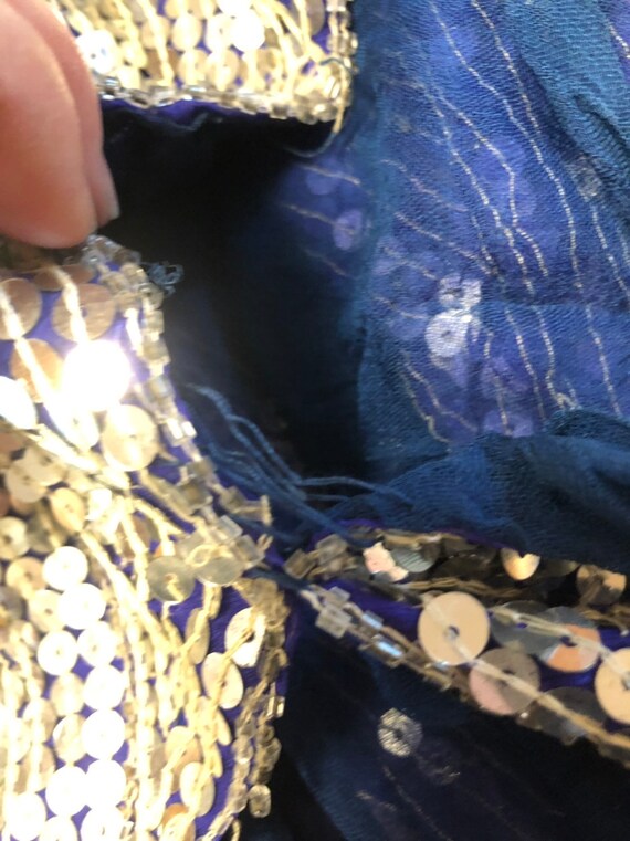 Vintage Sequin/Beaded Periwinkle Blue, Silver and… - image 9