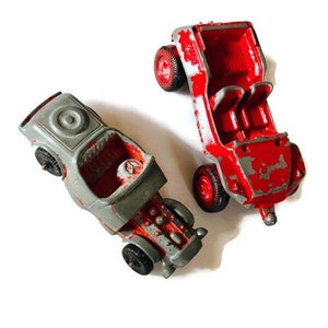 Lot of Two, Vintage Tootsie Toys, Made in Chicago USA, metal diecast cars, Made in the 60&#39;s, Vintage used condition