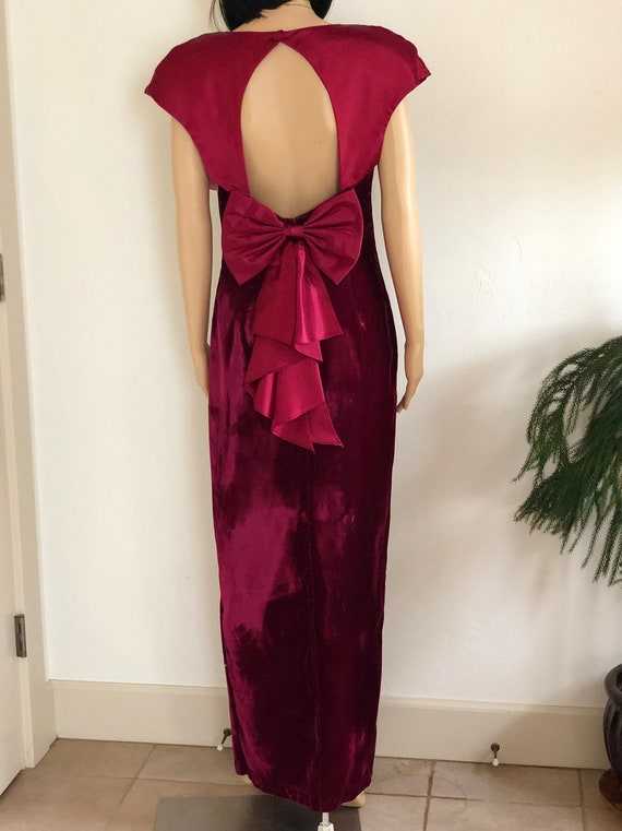 Vintage 90's ON Fashion, Velvet Red Formal Dress,… - image 5