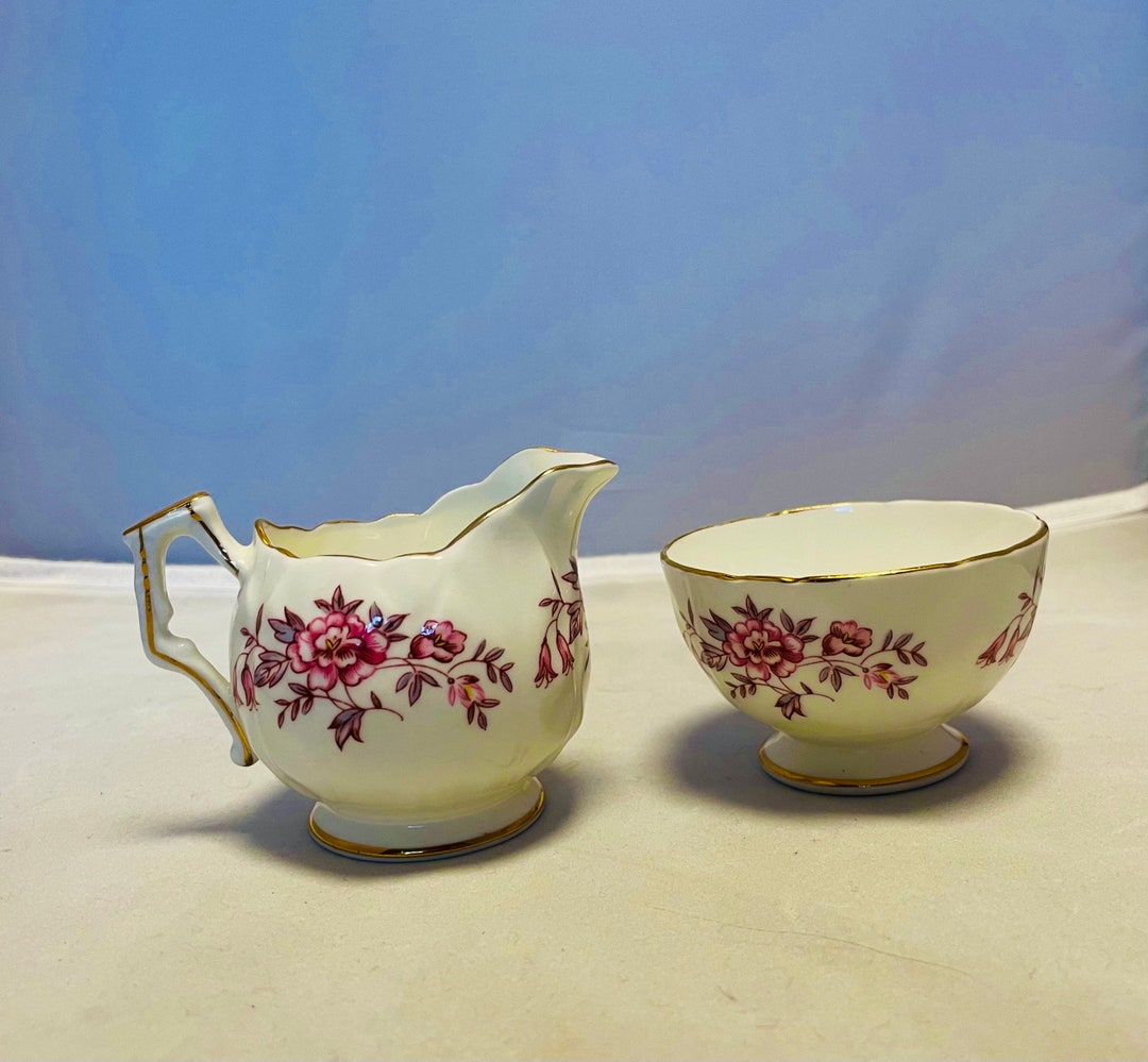 Vintage Aynsley Cream & Sugar Container Bone China Set Pink Etsy