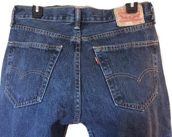 Jeans Levi's 505, W32 L34, azul escuro, sem manchas, leves sinais de desgaste