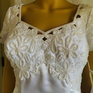 Designer Alfred Angelo Wedding Dress, Size 8, White, With ivory beads and sequins