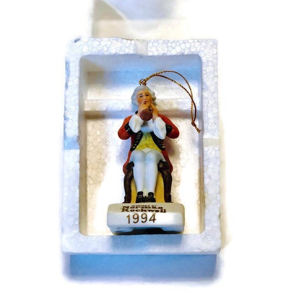 vintage Norman Rockwell 1994 Christmas Ornament, Merry Christmas, The First Christmas Together Collection, Dave Grossman Designs NRX-94