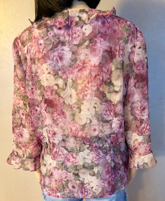 Vintage, 80's Miss Dorby Blouse, Woman's Rose Pat… - image 5