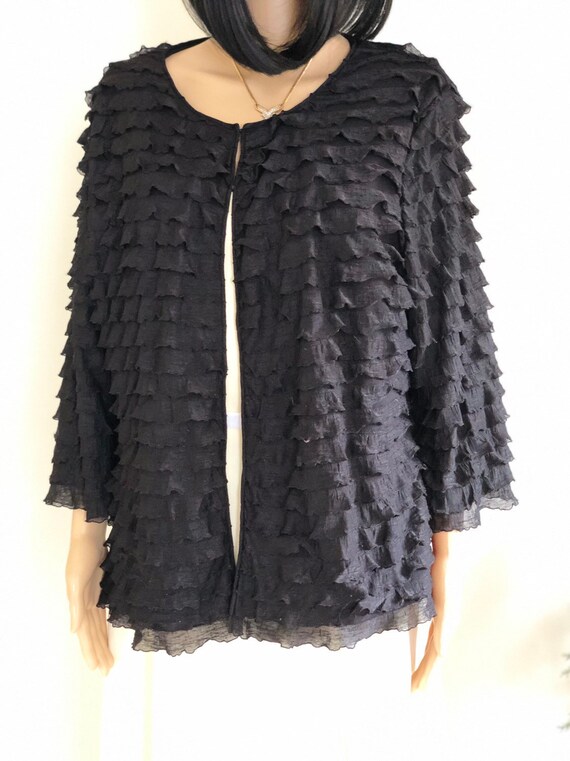 Vintage Laura Ashley, Ruffled Black Jacket, Women'