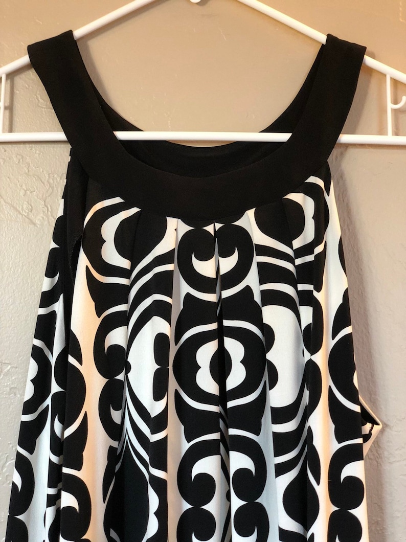 slip over dress Off Ivory and black patterened dress 90/'s B Smart Womans A-line Size Large dress Off the shoulder neck collar