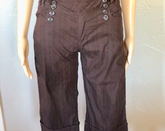 Vintage My Michelle, Size small (see Measurements) womans cuffed Crop Pants, brown small size Capris