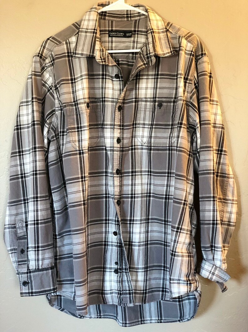 Vintage Faded Glory Men's XL 46-48 Gray Plaid Shirt Long - Etsy