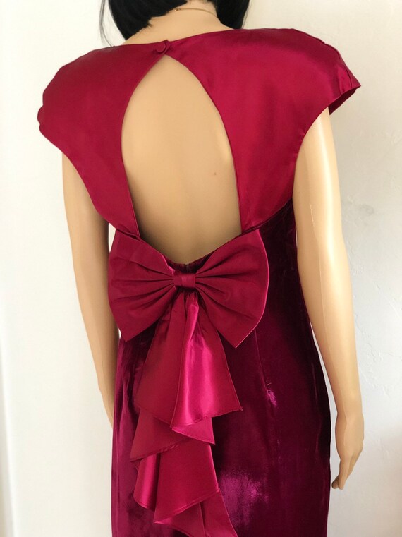 Vintage 90's ON Fashion, Velvet Red Formal Dress,… - image 2