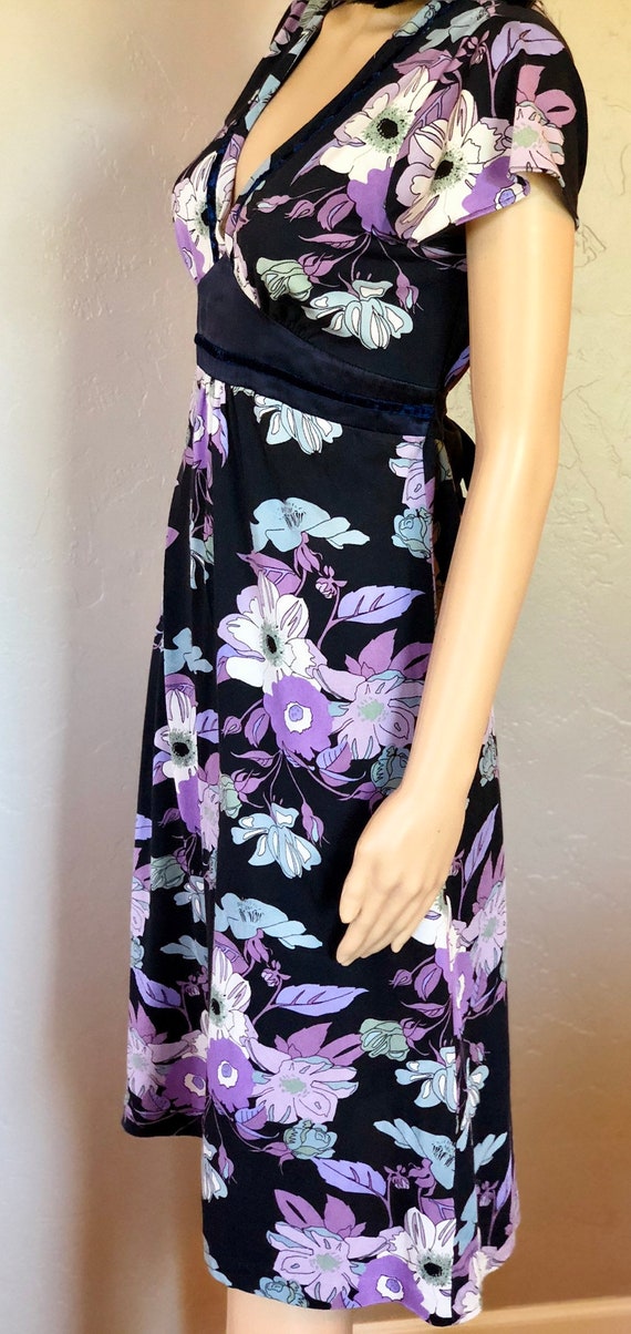 Buy Banana Republic, 70's Style Dress, Vintage Tie in the Back Slip on Dress,  Navy Blue and Purple, Floral Dress, Size Small Dress Online in India - Etsy