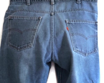 Vintage Levi's W34 L33, aba laranja, cintura alta, jeans, tamanho cintura 34 comprimento 30, jeans desbotados, sem etiquetas