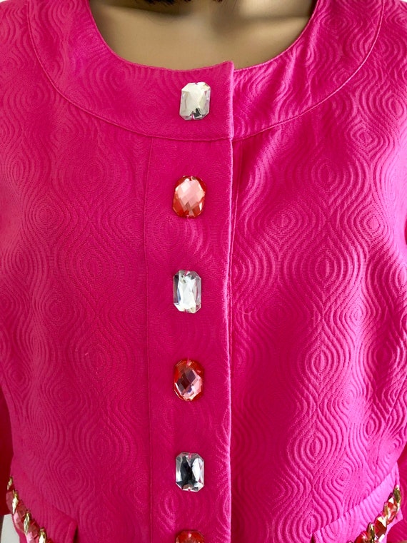Vintage Laura Ashley, Bright Pink Jacket with bea… - image 7