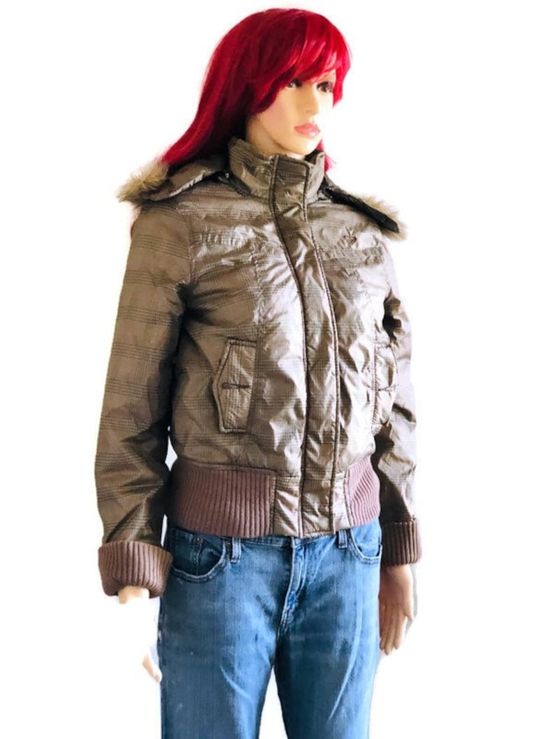 Vintage Roxy Puffer Jacket Army Green Plaid Like Print With - Etsy